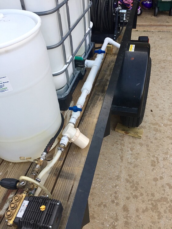 What's the best way to hook up a mobile pressure washer to a buffer