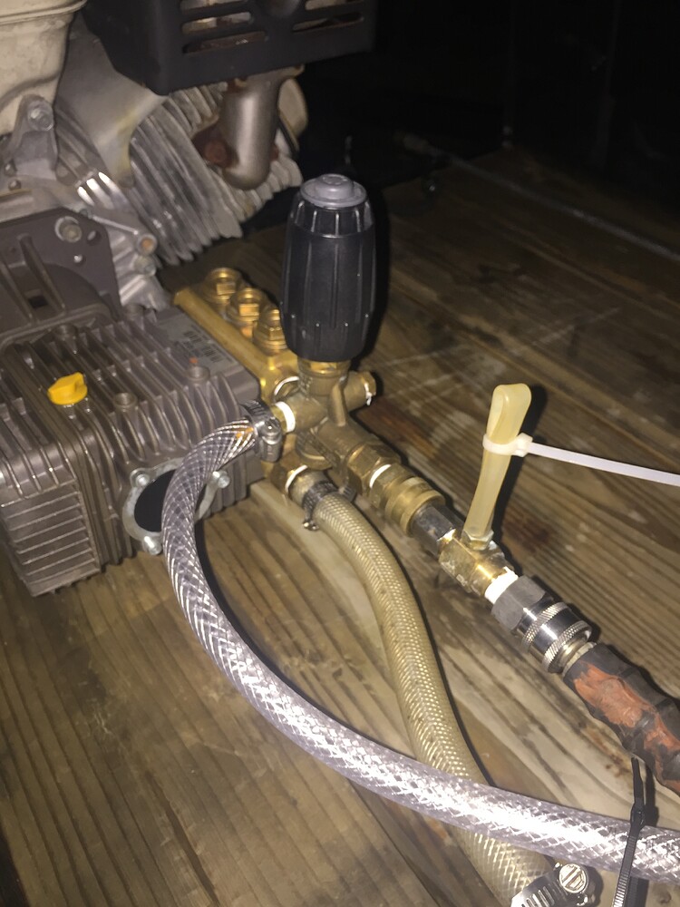 What's the best way to hook up a mobile pressure washer to a buffer