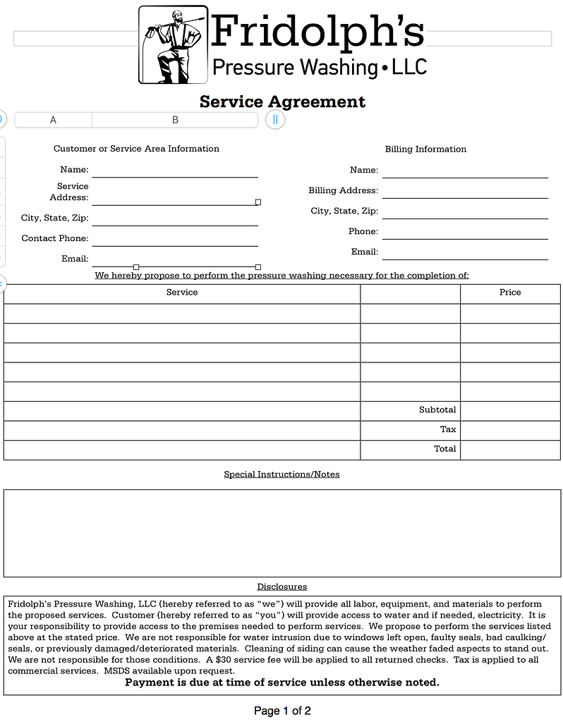 32  Pressure Washing Contract Template KerrynGrayson